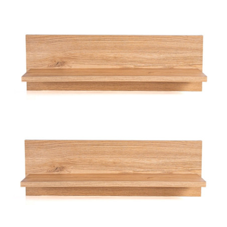 Duo d'Etagères Décoratives Murales L Effet Bois