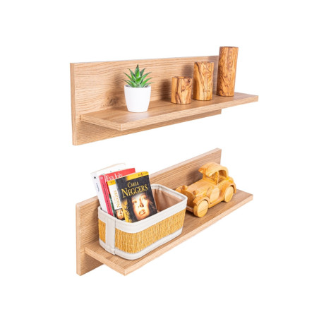 Duo d'Etagères Décoratives Murales L Effet Bois