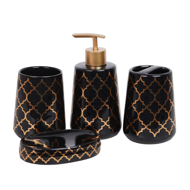 Accessoires de Salle de Bain en Céramique Rond Noir Arabesque