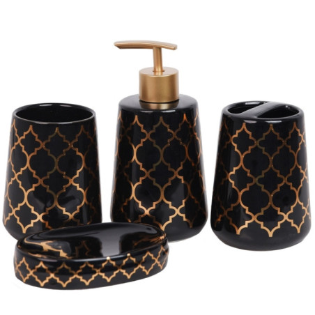 Accessoires de Salle de Bain en Céramique Rond Noir Arabesque