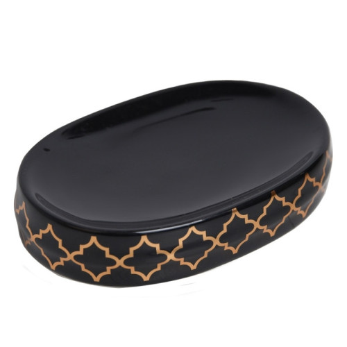 Accessoires de Salle de Bain en Céramique Rond Noir Arabesque