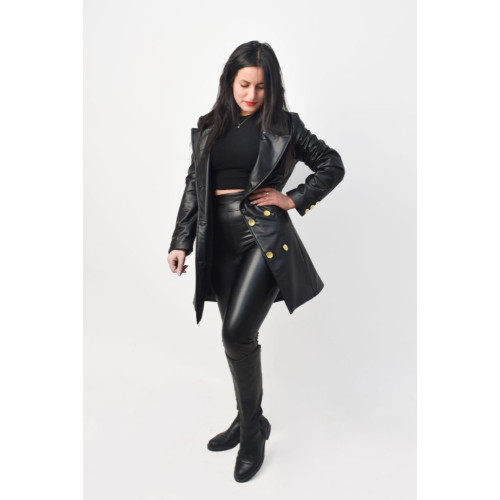 Blazer simili Cuir noir Salima Fashion