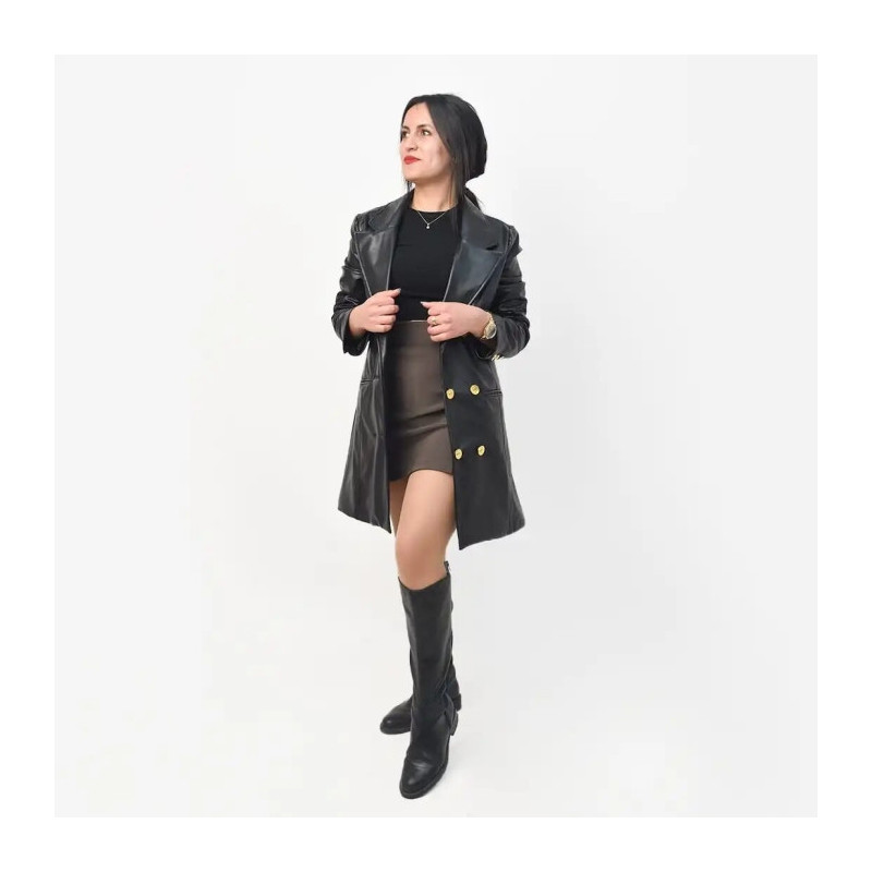 Blazer simili Cuir noir Salima Fashion