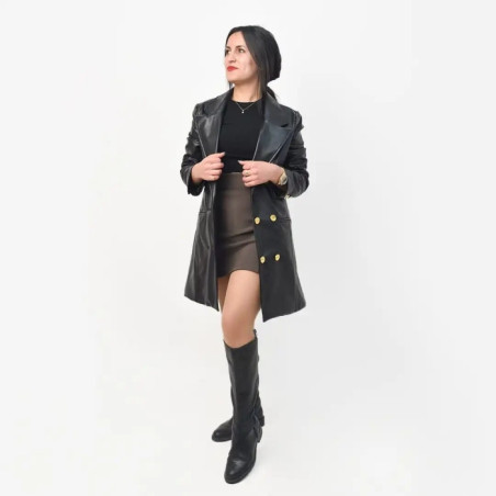 Blazer simili Cuir noir Salima Fashion